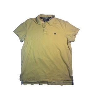 American Eagle Polo Shirt Men's XXL Yellow Short Sleeve Vintage Fit Logo Preppy